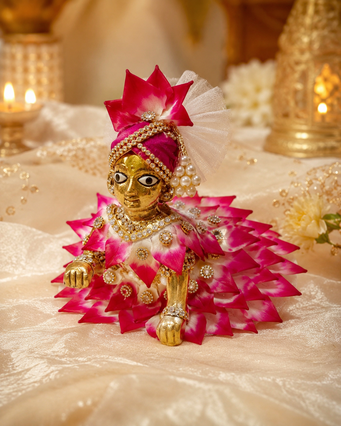 New Design Laddu Gopal Dress and Royal Mukut Shringar Jewellery Set by Kanha Clothing